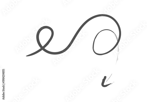 Línea negra continua con forma de espiral y flecha 