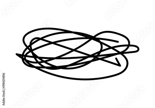 Garabato de líneas negras entrelazadas en trazo de pincel