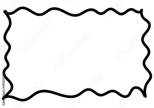 Marco rectangular con borde ondulado dibujado a mano con tinta negra