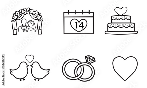 Love and Marriage Icon Pack – Wedding Symbols Vector Set