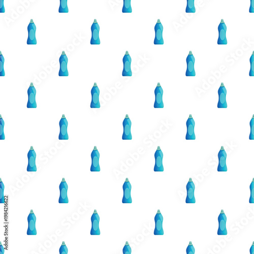 Blue detergent bottles creating a seamless repeating pattern for cleaning concepts