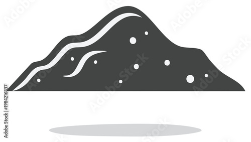 Stylized pile of dark earth dirt or soil with textured surface and small debris graphic element