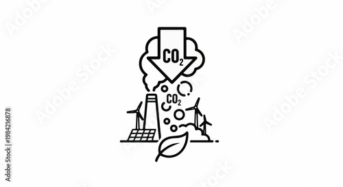 Icon illustrating reduced carbon emissions with renewable energy sources