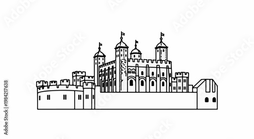 Iconic castle with multiple towers and battlements