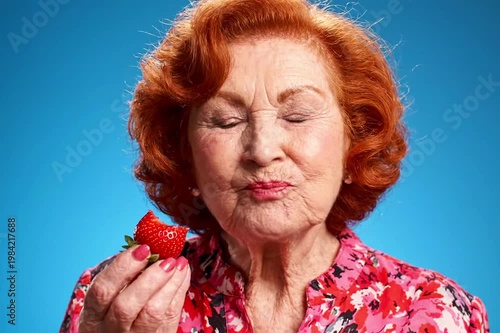 portrait of a senior woman with red hair
