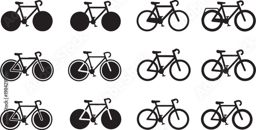 Bicycle Icons in Black and White Color Scheme