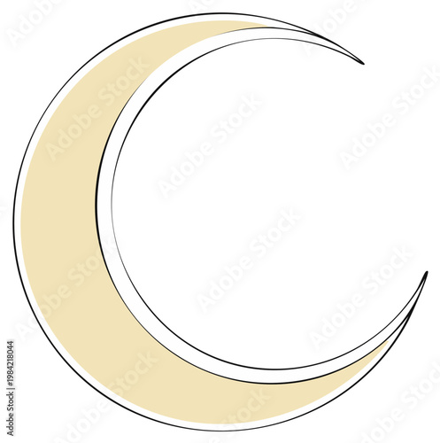 Crescent moon isolated, astrology illustration, astronomy, cosmos, lunar shape, phase, sky, vector, beige color