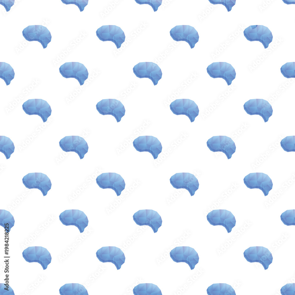 Fototapeta premium Repeating blue low poly brain shapes forming a seamless medical pattern