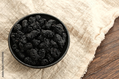 Dried mulberries in the dish