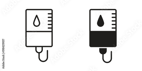 Blood transfusion icon simple black and white line and clip art illustrations