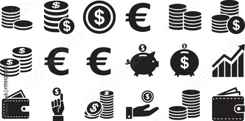 Financial icons and symbols for money management