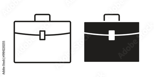 Briefcase icon simple black and white line and clip art illustrations