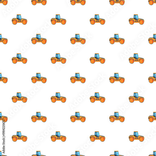 Road rollers forming a repeating background pattern for construction or heavy machinery concepts
