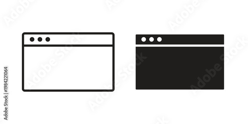 Browser icon simple black and white line and clip art illustrations