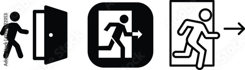 Exit icon vector set collection group featuring door arrow logout symbol sign interface navigation element direction UI app web isolated minimal flat design editable graphic.