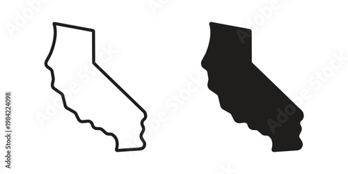 California icon simple black and white line and clip art illustrations