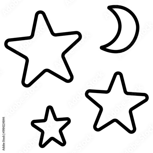 set of stars and crescent moon vector
