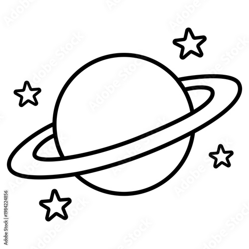 Saturn with Stars Vector 