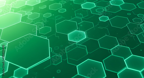 Abstract Green Hexagonal Pattern Background.