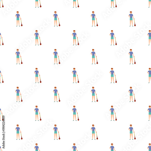 Seamless background featuring a paddler character in a repeated design