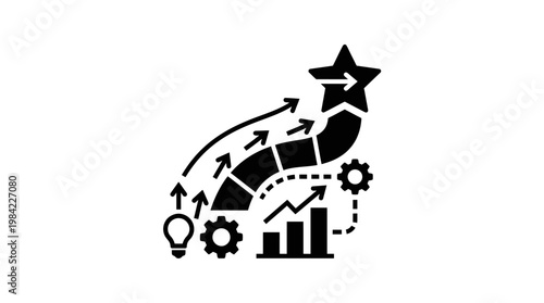 Business Growth Success Strategy Icons.