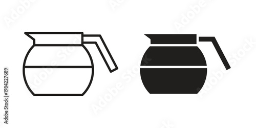 Coffee pot icon simple black and white line and clip art illustrations