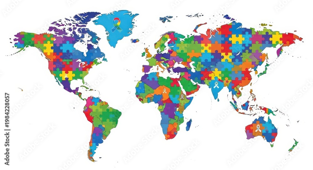 Fototapeta premium Vibrant Multicolored World Map with Diverse Colors on White Background world map colorful map multic