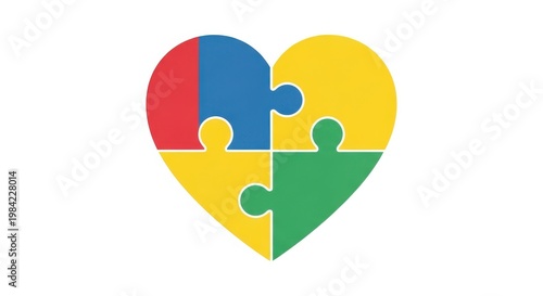 Free Download heart shape puzzle pieces in red blue green and yellow colors puzzle pieces colorful symbolic love u - GFXLoad