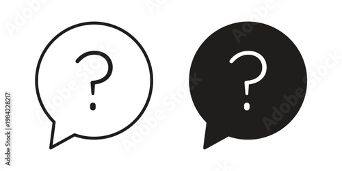 Comment question icon simple black and white line and clip art illustrations