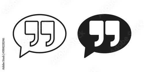 Comment quote icon simple black and white line and clip art illustrations