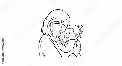 Loving embrace of a grandmother and her baby