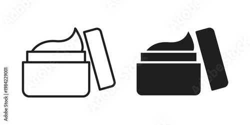 Cream icon simple black and white line and clip art illustrations