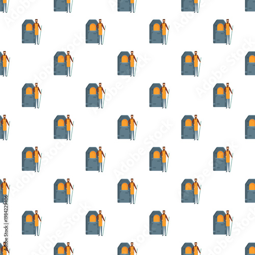 Glassblower craft worker next to a kiln in a seamless repeating design