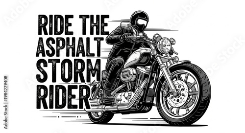 Man Riding Motorcycle on Asphalt Storm Rider.