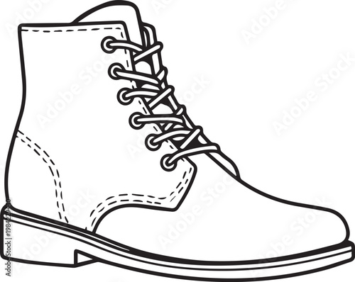 A meticulously illustrated, detailed, and stylish boot, designed with precision, showcasing the elegant lace-up system. Its minimalistic aesthetic offers a timeless appeal.