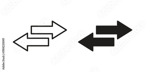 Data transfer icon simple black and white line and clip art illustrations