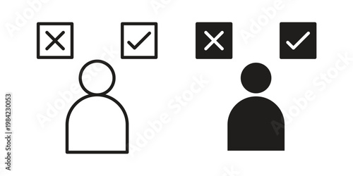 Decision icon simple black and white line and clip art illustrations