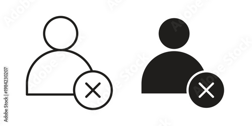 Delete user icon simple black and white line and clip art illustrations