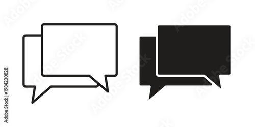 Discussion chat icon simple black and white line and clip art illustrations