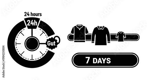 Timed delivery service for clothing items within a week Vector, illustration