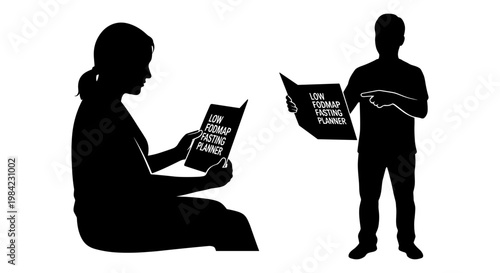 Two individuals engrossed in reading newspapers in contrasting settings Vector, illustration