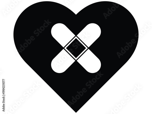 Healing heart with bandage vector graphic design