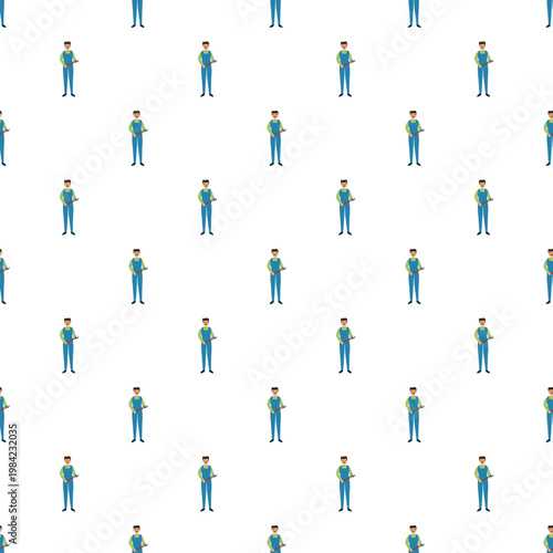 Plumber workers in overalls forming a repeating pattern, symbolizing repair services