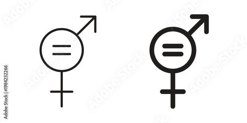 Equality icon simple black and white line and clip art illustrations