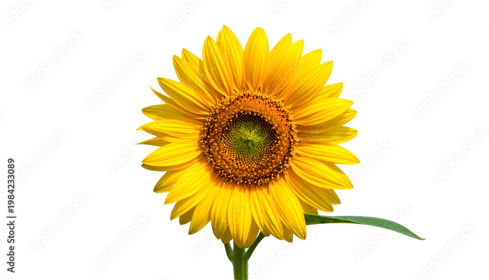 Fototapeta premium A vibrant sunflower in full bloom, isolated against a solid black background