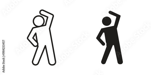 Fitness exercise icon simple black and white line and clip art illustrations