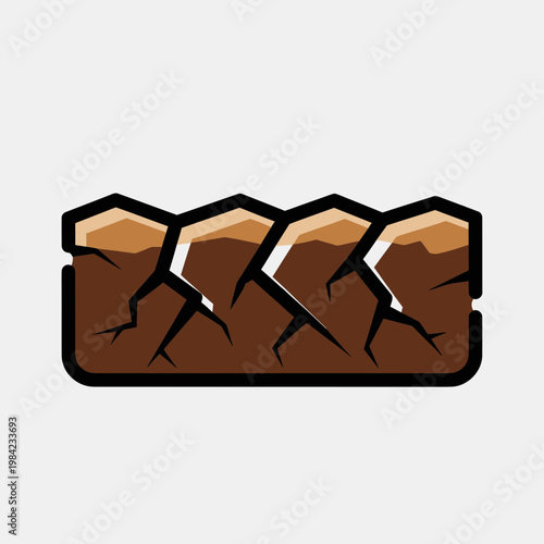 Parched Earth Cross Section Vector Illustration, Dry Soil with Deep Cracks, Environmental Drought and Climate Change Concept