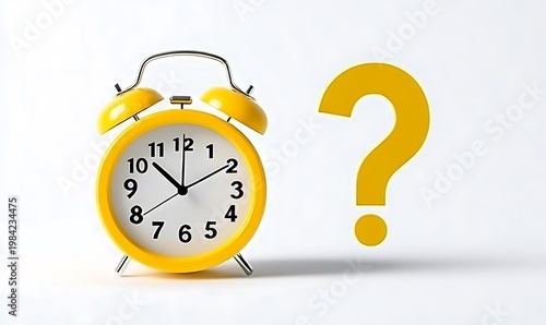 Time Management Concept with Yellow Clock and Question Mark Symbol