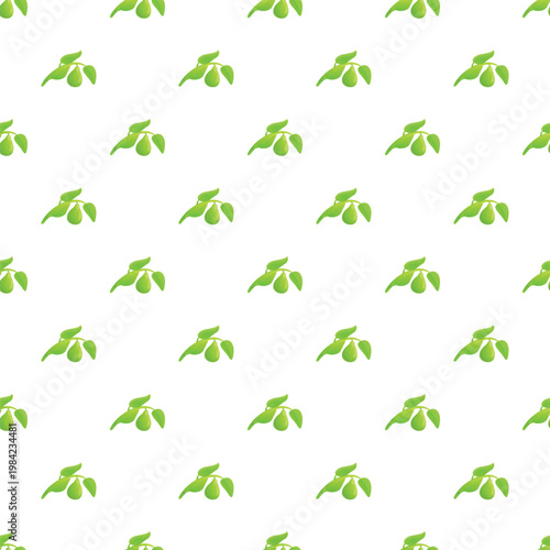 Jojoba branches with green leaves and fruit creating a seamless pattern