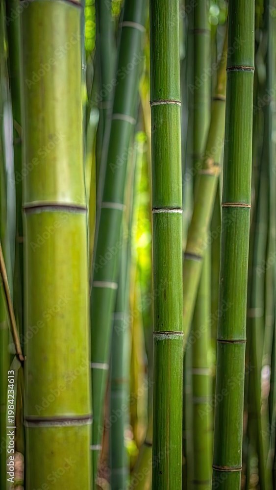 Obraz premium A close-up view of vibrant green bamboo stalks.